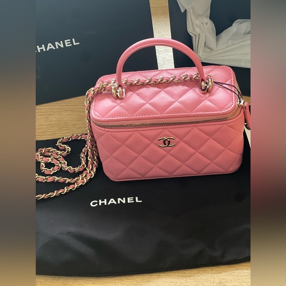 Chanel Pink Vanity Purse with Chain - Picture 1 of 7